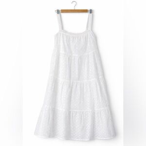 White Eyelet Embroidered Tiered Sundress Cottagecore Boho Midi Maxi Le Lis SM